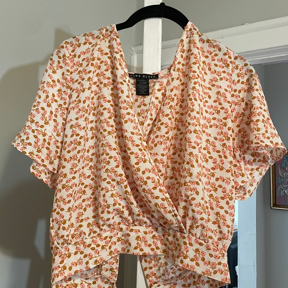 Floral crossover top